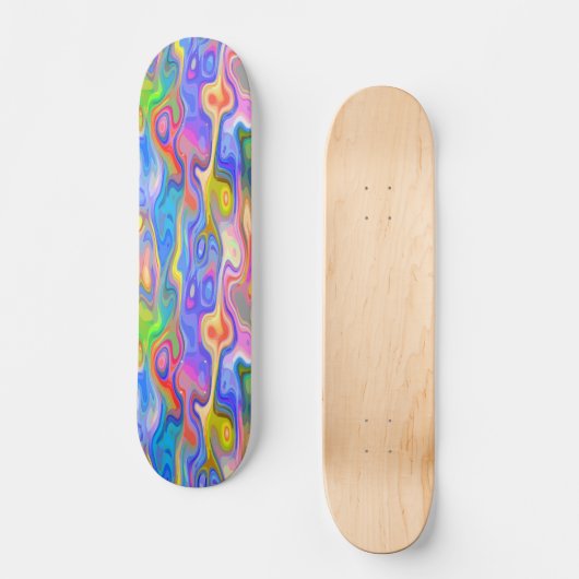 Skateboard Ciel bleu clair rose citron vert violet onette Art (Recto)