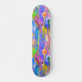 Skateboard Ciel bleu clair rose citron vert violet onette Art (Devant)