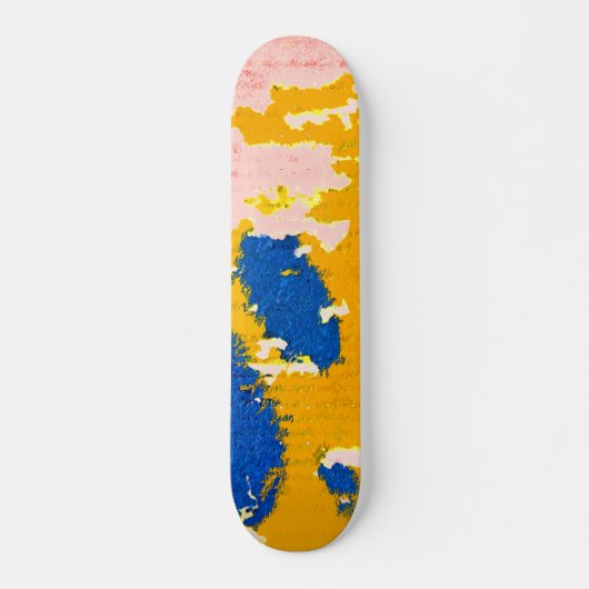 Skateboard Ciel jaune orange bleu clair Peinture rose (Devant)