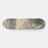 Skateboard Ciel nuageux, écriture blanche, trajet calme (Horz)