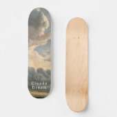 Skateboard Ciel nuageux, écriture blanche, trajet calme (Recto)
