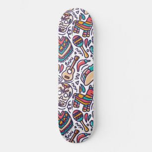 Skateboard Cinco De Mayo Mexican Fiesta Seamless Pattern