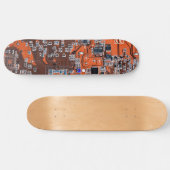 Skateboard Circuit imprimé de geek informatique orange (Horz)
