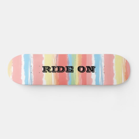 Skateboard Circuler Sur Bleu Rose Yellow Aquarelle Rayures (Horz)