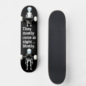 Skateboard Citation d'alien noir blanc mignon (Recto)