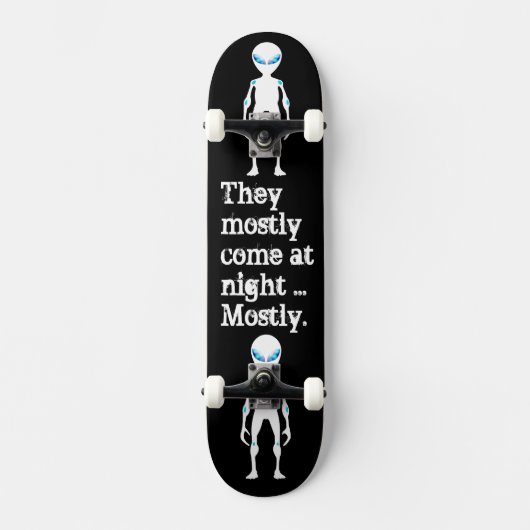 Skateboard Citation d'alien noir blanc mignon (Recto)
