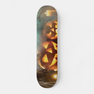 Skateboard Citrouilles d'Halloween et chauves-souris