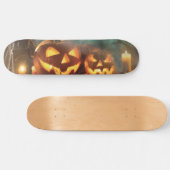 Skateboard Citrouilles d'Halloween et chauves-souris (Horz)