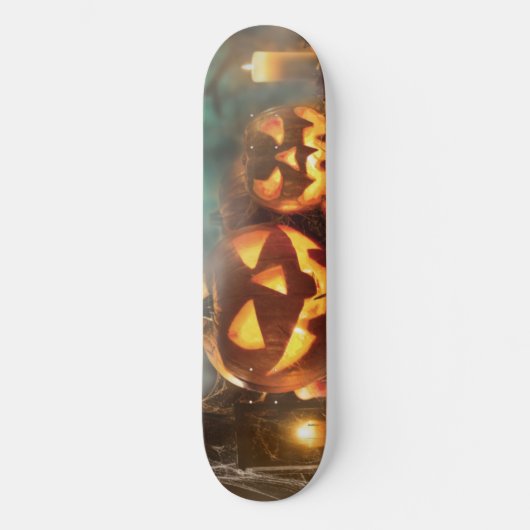 Skateboard Citrouilles d'Halloween et chauves-souris (Recto)