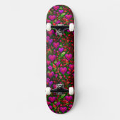 Skateboard Clair Neon Coeurs rose et Vert Floral (Recto)