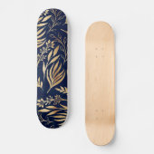 Skateboard Classement Gold Foliage Botanical Blue Design (Recto)