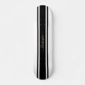 Skateboard Classic Blanc Noir Stripes Or Monogramme (Devant)