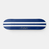 Skateboard Classic Blue Blanc Or Monogramme Stripes De Course (Horz)