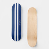 Skateboard Classic Blue Blanc Or Monogramme Stripes De Course (Recto)