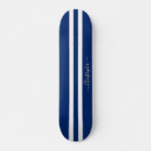 Skateboard Classic Blue Blanc Or Monogramme Stripes De Course (Devant)