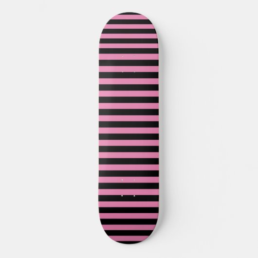 Skateboard Classique chic mignon rose et noir rayures (Recto)