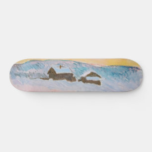 Skateboard Claude Monet - Norvège Paysage, Maisons Bleues