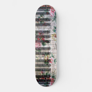Skateboard clavier de piano à musique florale vintage girly