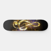 Skateboard Clé de Sol Musicale en Or (Horz)