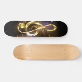 Skateboard Clé de Sol Musicale en Or (Horz)