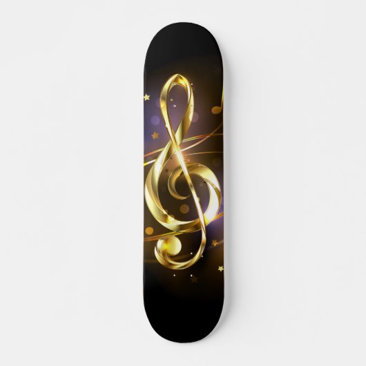 Skateboard Clé de Sol Musicale en Or (Devant)