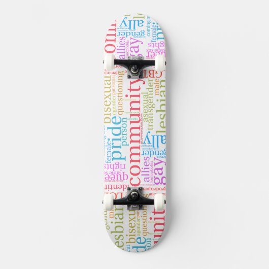 Skateboard Cloud de mot communautaire LGBTQ+ SlipperyJoe (Recto)