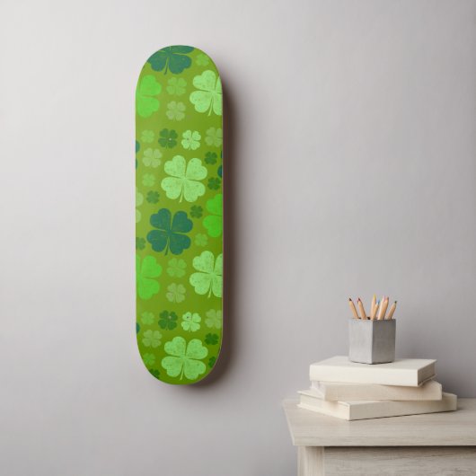 Skateboard Clovers verts, Lucky Clovers, Saint Patrick's Day (Art mural)