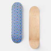 Skateboard Cobalt Bleu Blanc Japonais Vague Motif (Recto)