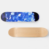 Skateboard Cobalt bleu floral élégant bleu hydrangées (Horz)