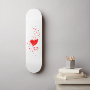 Skateboard Coeur arc-en-ciel avec étoiles, La magie de l'amou