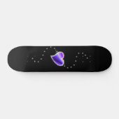 Skateboard Cœur arc-en-ciel violet avec étoiles (Horz)