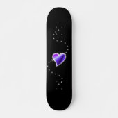 Skateboard Cœur arc-en-ciel violet avec étoiles (Devant)