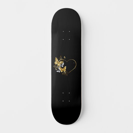 Skateboard Coeur aux papillons d'or (Recto)