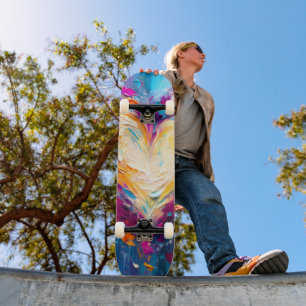 Skateboard Coeur d'amour moderne abstrait coloré