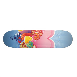 Skateboard Coeur de rose de ciel bleu