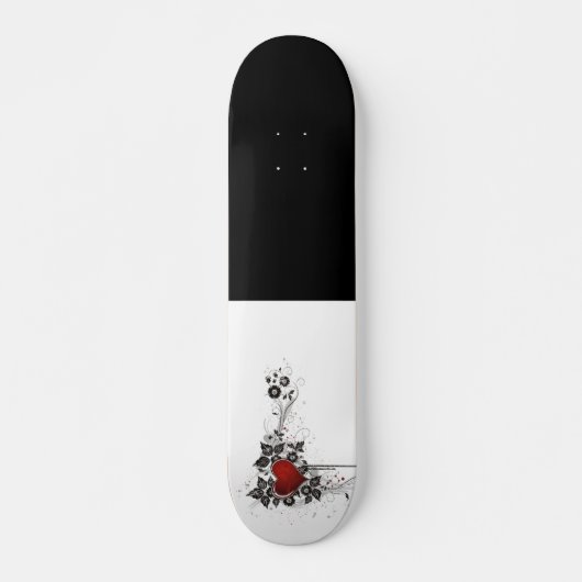 Skateboard Coeur, feuille et fleurs brillants - original (Devant)
