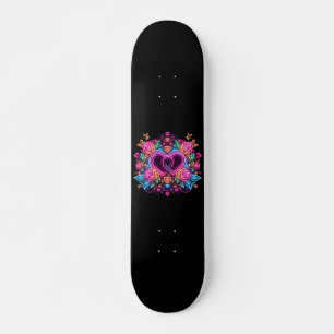 Skateboard Coeur néon coloré Saint Valentin