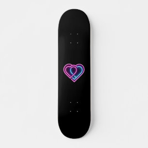 Skateboard Coeur rose néon/bleu Tasse de la Saint-Valentin