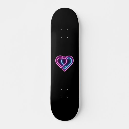 Skateboard Coeur rose néon/bleu Tasse de la Saint-Valentin (Devant)