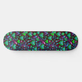 Skateboard Coeur vert néon et floral pourpre (Horz)