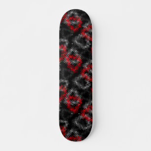 Skateboard Coeurs brisés rouge et gris sur arrière - plan noi
