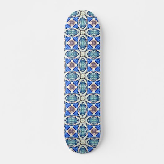 Skateboard Coeurs de mandala bleu motif Thunder_Cove (Devant)