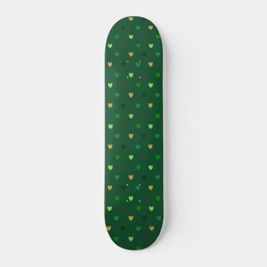Skateboard Coeurs de Polka sur vert de forêt (Devant)