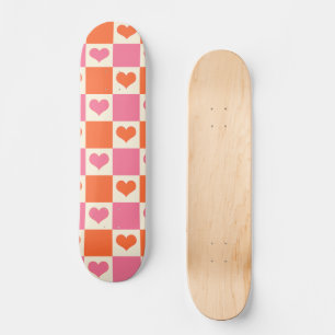 Skateboard Coeurs de tableau de bord en rose, orange et crème