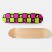 Skateboard Coeurs de tableau de bord - Vert citron, rose chau (Horz)