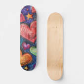 Skateboard Coeurs et étoiles dessinés à la main (Recto)