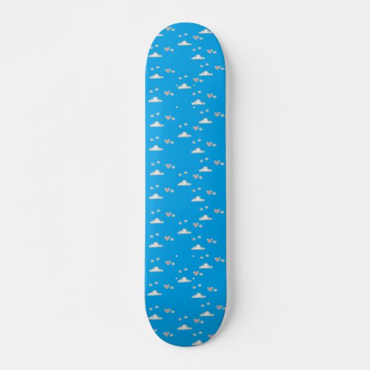 Skateboard Coeurs et nuages sur le bleu (Devant)