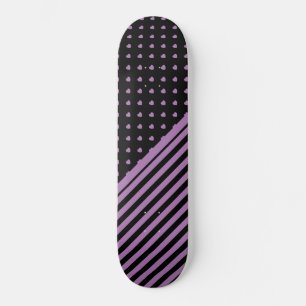 SKATEBOARD COEURS ET STRIPES PERSONNALISÉS MOTIF PURPLE NOIR
