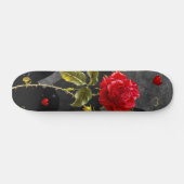 Skateboard Coeurs grunges noirs avec le rose rouge (Horz)
