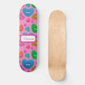 Skateboard Coeurs multicolores avec yeux amour Valentines (Recto)